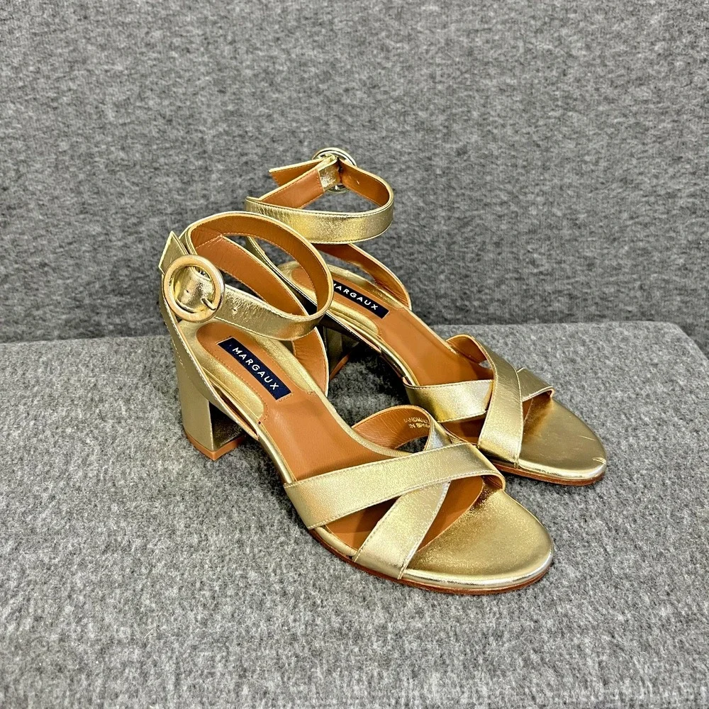 Margaux The Uptown Sandal EU 36.5 US‎ 6.5 Metallic Gold Nappa Leather Bridal